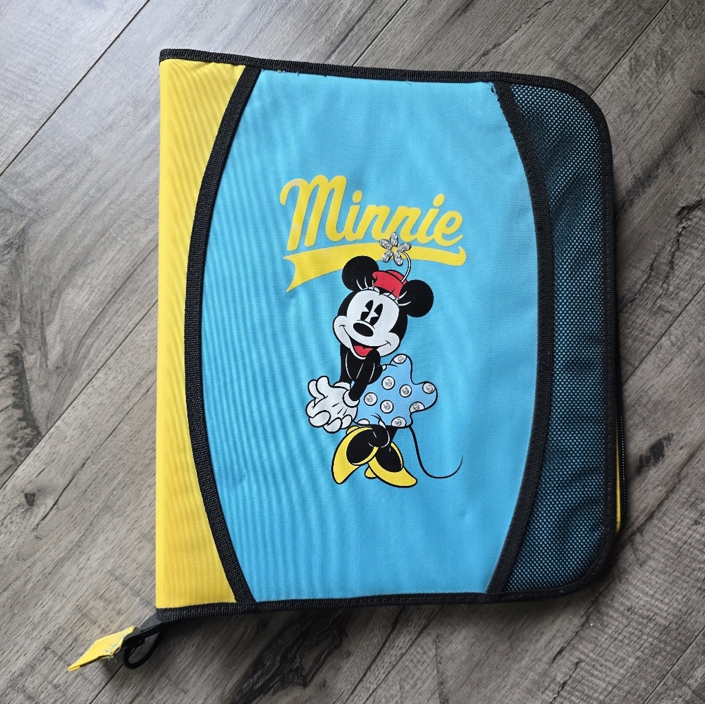 Vintage Minnie Mouse Blue & Yellow Zip Binder